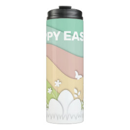 Happy Osterküken und Eierpastellfarben p Thermosbecher