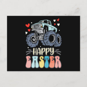 Happy Ostermonster Truck Bunny Rabbit Eggs Postkarte