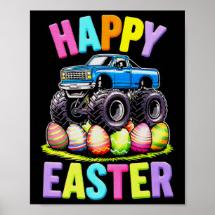 Happy Ostermonster Truck farbenfrohe Eierjagd Poster