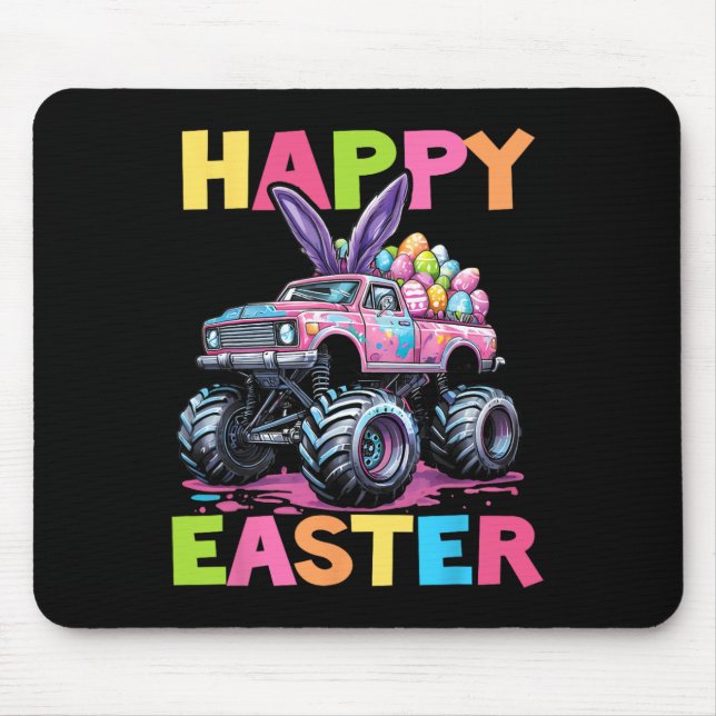 Happy Ostermonster Truck Ostereier Kleinkind Kind  Mousepad (Vorne)