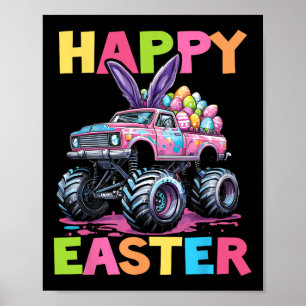 Happy Ostermonster Truck Ostereier Kleinkind Kind  Poster