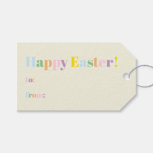 Happy Osterpastellfarben Moderne Typografie niedli Geschenkanhänger (Vorderseite (Horizontal))