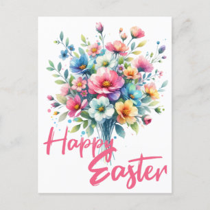 Happy Osterpastellrosa Frühlingsbukett Blume Feiertagspostkarte
