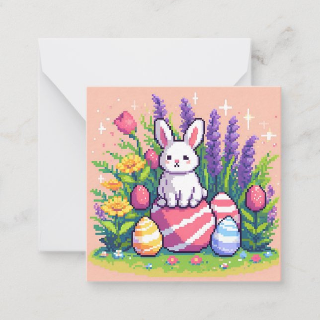 Happy Ostersonne 8 Bit Pixelart Mitteilungskarte (Vorderseite)