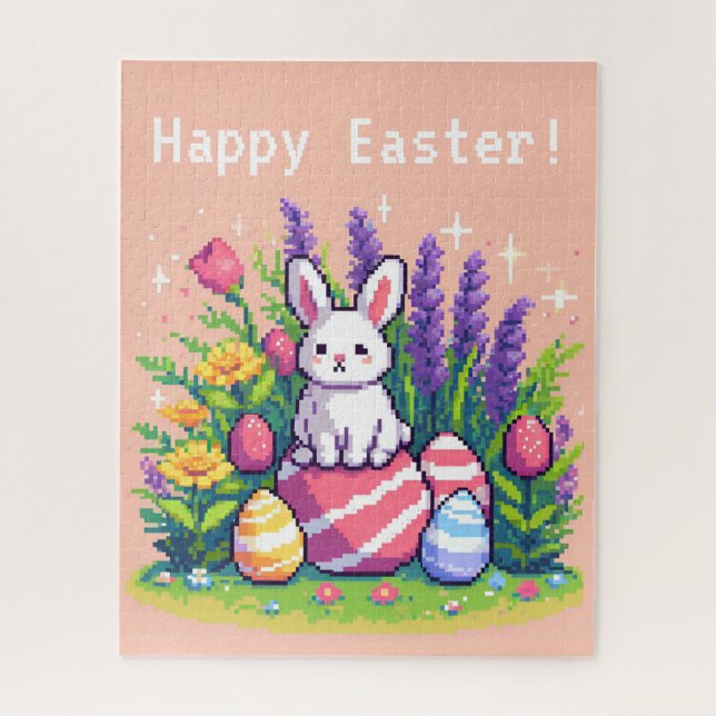 Happy Ostersonne 8 Bit Pixelart Puzzle (Vertikal)