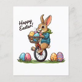Happy Ostersonne auf einem Einrad mit Korb von Eg