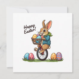 Happy Ostersonne auf einem Einrad mit Korb von Eg Einladung