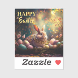 Happy Ostersonne mit Ostereiern Aufkleber