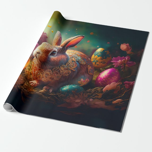 Happy Ostersonne mit Ostereiern Geschenkpapier (Ungerollt)