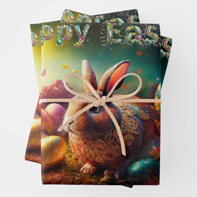 Happy Ostersonne mit Ostereiern Geschenkpapier Set (Beispiel)