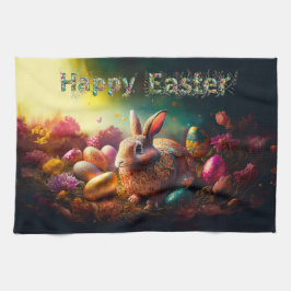 Happy Ostersonne mit Ostereiern Geschirrtuch