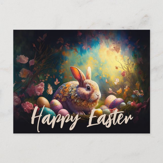 Happy Ostersonne mit Ostereiern Postkarte (Vorderseite)