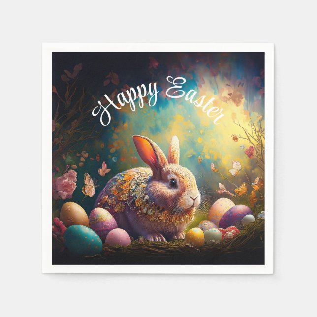 Happy Ostersonne mit Ostereiern Serviette (Vorderseite)