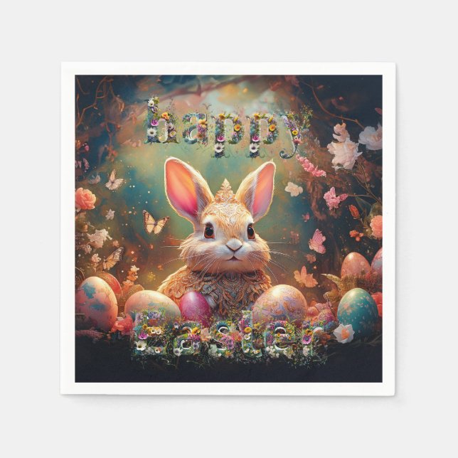 Happy Ostersonne mit Ostereiern Serviette (Vorderseite)