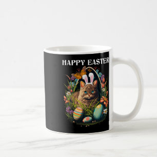 Happy Ostertag Bunny Cat Eggs Basket Männer Frauen Kaffeetasse