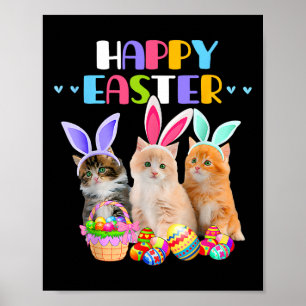 Happy Ostertag Bunny Cat Eggs Bysket Men Women C Poster