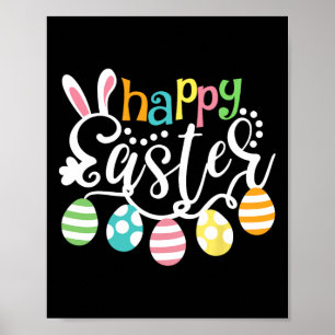 Happy Ostertag farbenfrohe Eier Jagen Niedlich Bun Poster