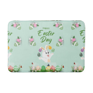 Happy Ostertag - Funny Bunny und Eggs Oster Badematte