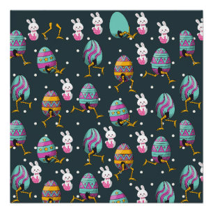 Happy Ostertag - Funny Bunny Wakes Pattern Poster