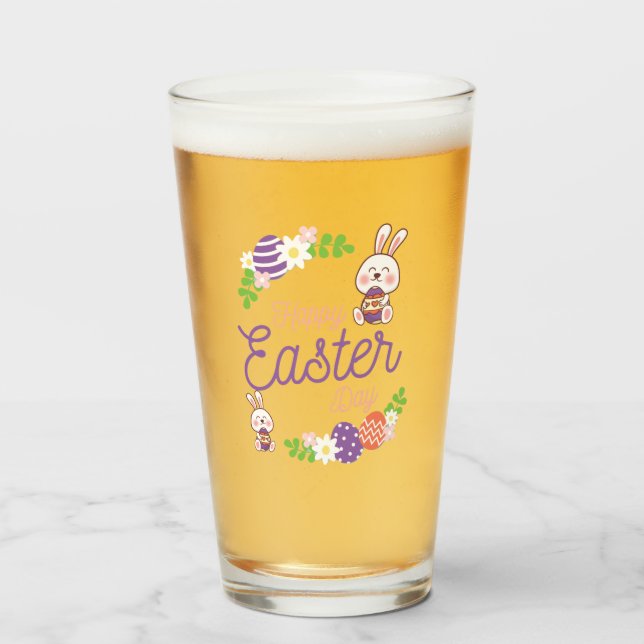 Happy Ostertag, Funny Osterglass Glas (Vorne (Gefüllt))
