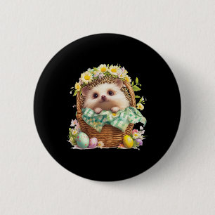 Happy Ostertag - Igel im Innern eines Waldes Button
