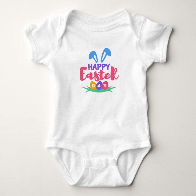 Happy Ostertag mit Bunny Ears Baby Bodysuit Strampler (Vorderseite)