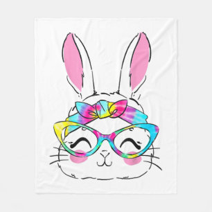 Happy Ostertag Niedlich Bunny Rabbit Face Gefärbte Fleecedecke