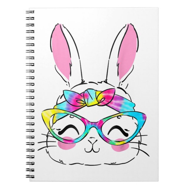 Happy Ostertag Niedlich Bunny Rabbit Face Gefärbte Notizblock (Vorderseite)