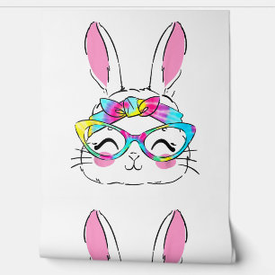 Happy Ostertag Niedlich Bunny Rabbit Face Gefärbte Tapete