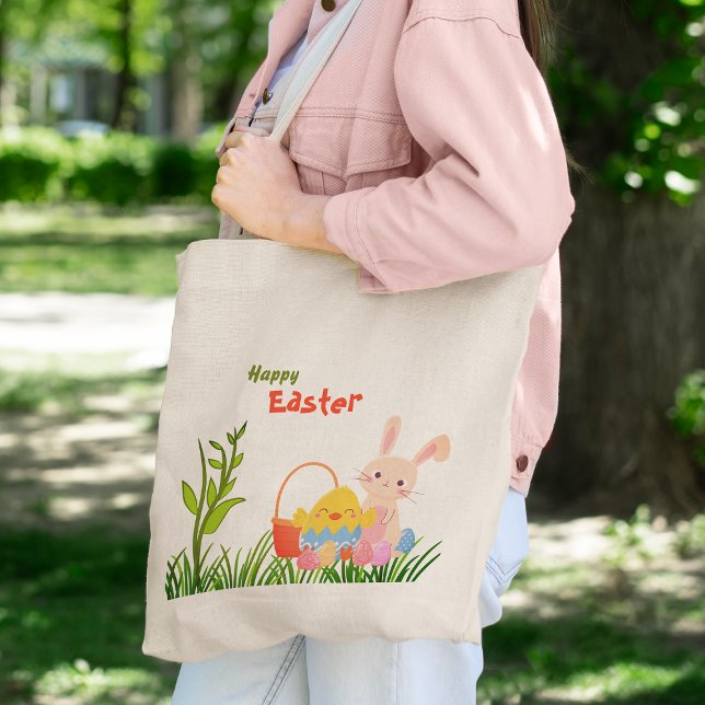 Happy Ostertag Niedlich Bunny Tote Bag Tragetasche (Von Creator hochgeladen)