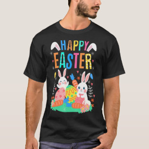 Happy Ostertag Niedlicher Bunny mit Eiern Osterhas T-Shirt