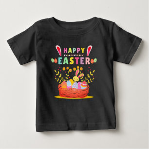 Happy Ostertag Niedliches Bunny mit Eiern - Ostern Baby T-shirt