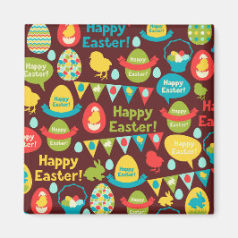 Happy Ostertag - Pattern Bunny und Eier Ostern Magnet