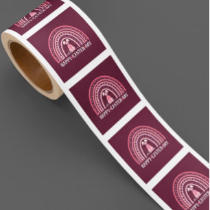 Happy Ostertag Rainbow niedliches Sonnendesign Quadratischer Aufkleber