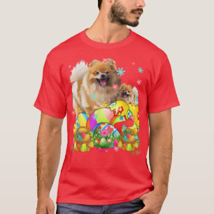 Happy Ostertag Spitz mit Ostereiern Hund L T-Shirt