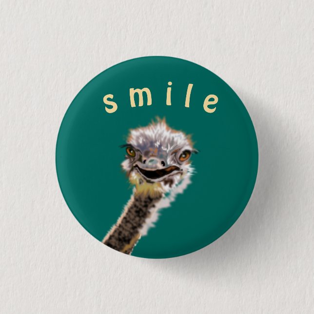 Happy Ostrich - Farbe / Text hinzufügen Button (Vorderseite)