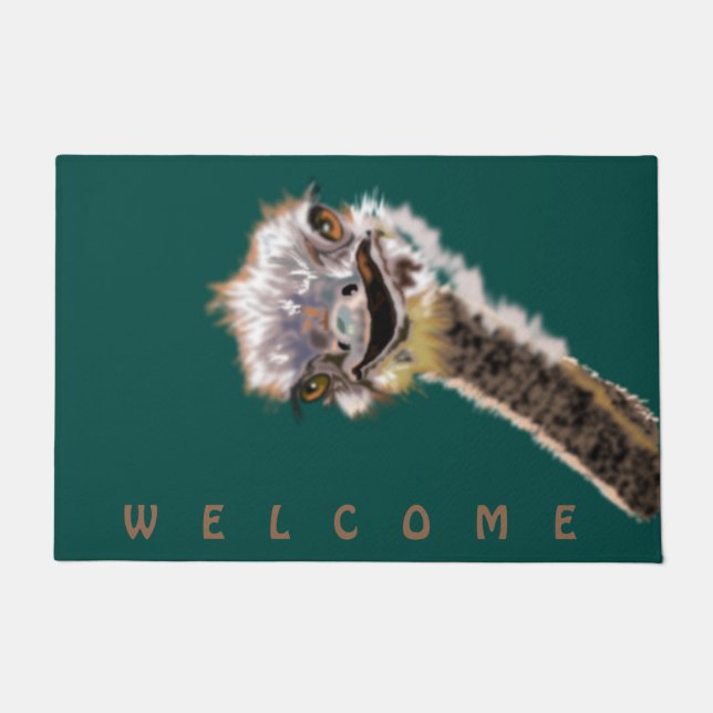 Happy Ostrich - Farbe / Text hinzufügen - Willkomm Fußmatte (Vorderseite)