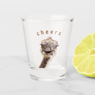 Happy Ostrich Funny Shot Glass - Chef Schnapsglas