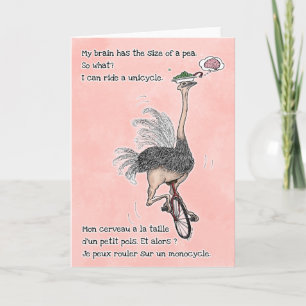 Happy Ostrich Moment - zweisprachig Karte