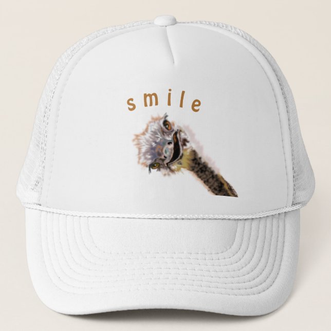 Happy Ostrich Trucker Hat - Lächeln Truckerkappe (Vorderseite)