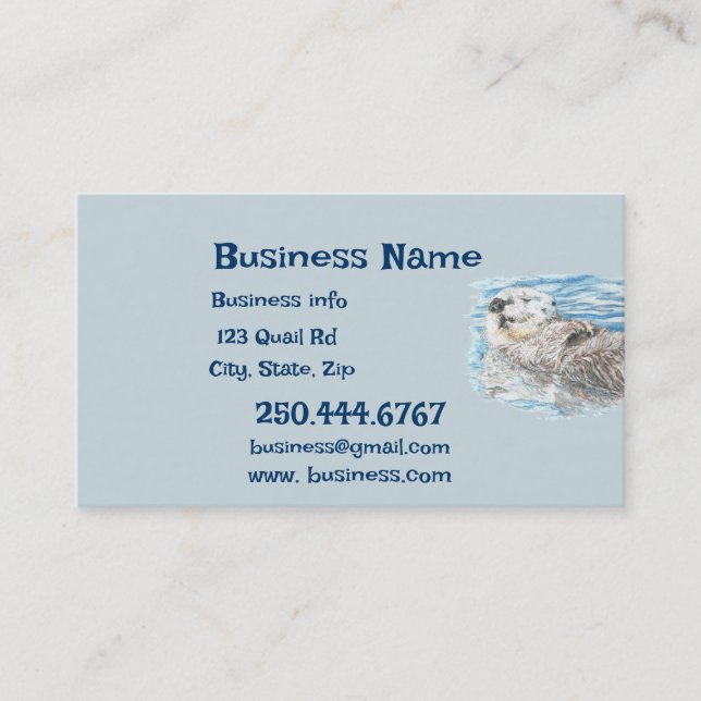 Happy Otter Animal Business Logo Visitenkarte (Vorderseite)