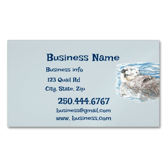 Happy Otter Animal Business Logo Visitenkarte Magnetische Visitenkarte (Vorderseite)