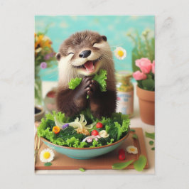 Happy Otter Salat machen Postkarte