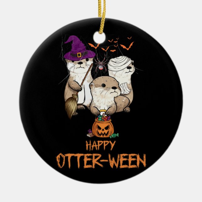 Happy Otter Ween Witch Lazy Halloween Kostüm Anim Keramik Ornament (Vorne)