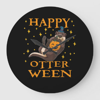 Happy Otterween Niedlich Sea Otter Halloween Kostü Große Wanduhr