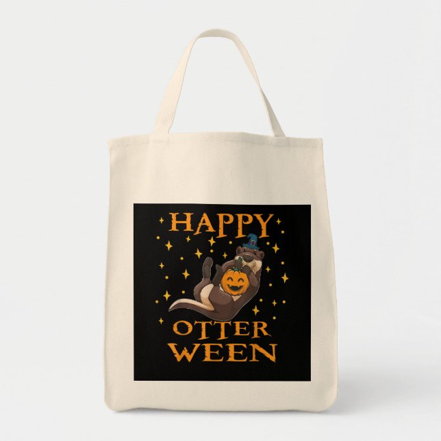 Happy Otterween Niedlich Sea Otter Halloween Kostü Tragetasche (Vorne)