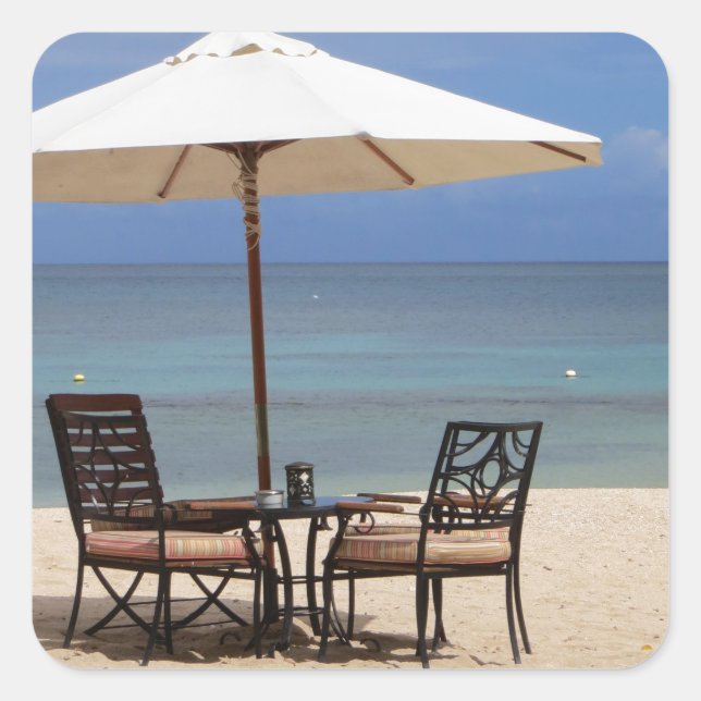 Happy Out Quadratischer Aufkleber (Vorderseite)