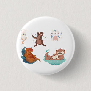 Happy Oval Aufkleber Button