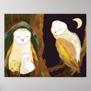 Happy Owl Family Poster