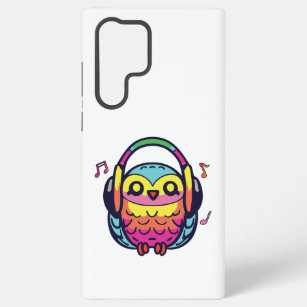 Happy Owl mit Kopfhörern, die Musik hören. Samsung Galaxy Hülle